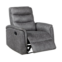 Meloni Reclining Chair with Pull-Hand Mechanism, Gray Microfiber - BM355901
