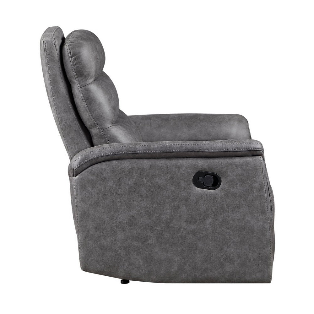 Meloni Reclining Chair with Pull-Hand Mechanism, Gray Microfiber - BM355901