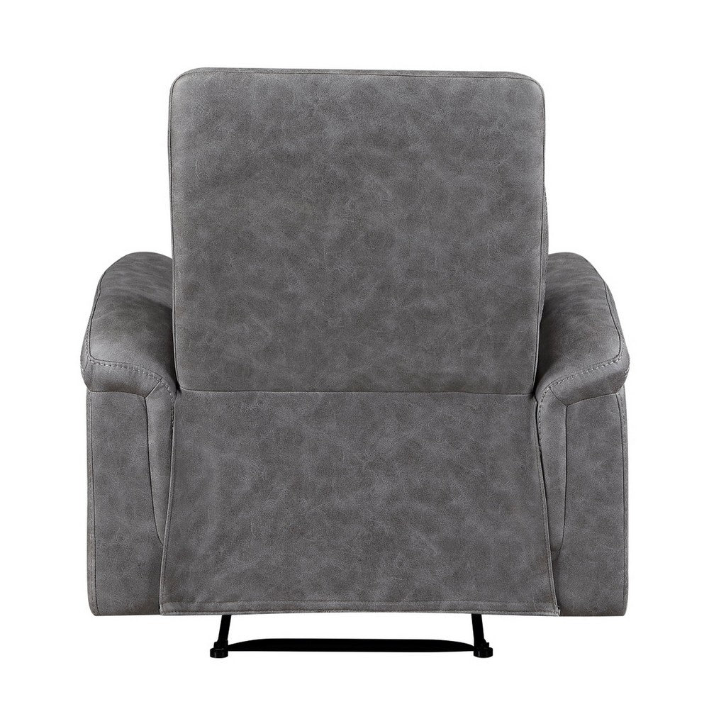 Meloni Reclining Chair with Pull-Hand Mechanism, Gray Microfiber - BM355901