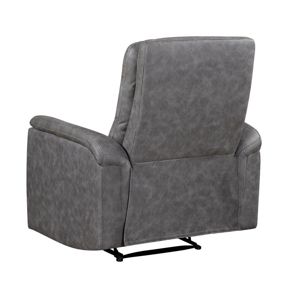 Meloni Reclining Chair with Pull-Hand Mechanism, Gray Microfiber - BM355901