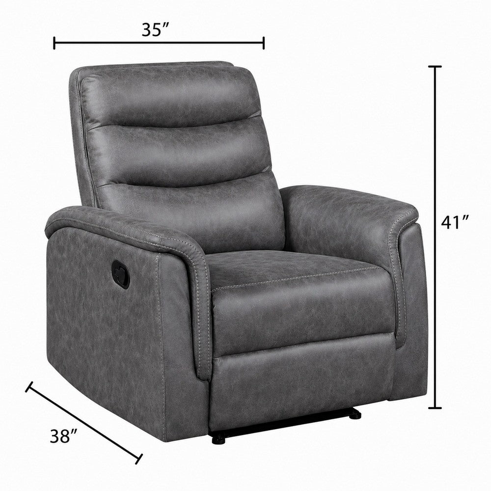 Meloni Reclining Chair with Pull-Hand Mechanism, Gray Microfiber - BM355901