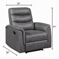 Meloni Reclining Chair with Pull-Hand Mechanism, Gray Microfiber - BM355901