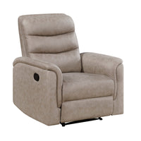 Meloni Reclining Chair with Pull-Hand Mechanism, Taupe Microfiber - BM355904