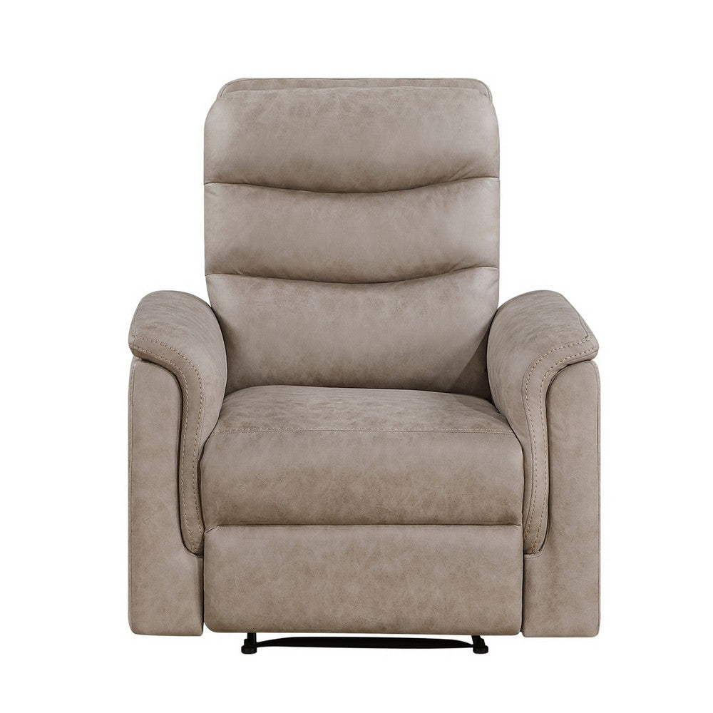 Meloni Reclining Chair with Pull-Hand Mechanism, Taupe Microfiber - BM355904