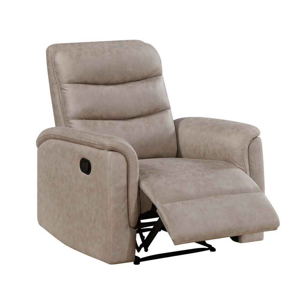 Meloni Reclining Chair with Pull-Hand Mechanism, Taupe Microfiber - BM355904