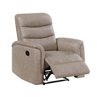 Meloni Reclining Chair with Pull-Hand Mechanism, Taupe Microfiber - BM355904