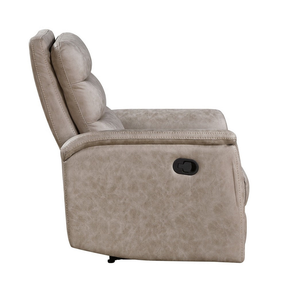 Meloni Reclining Chair with Pull-Hand Mechanism, Taupe Microfiber - BM355904