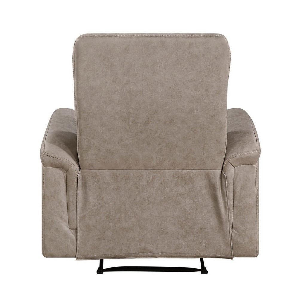 Meloni Reclining Chair with Pull-Hand Mechanism, Taupe Microfiber - BM355904