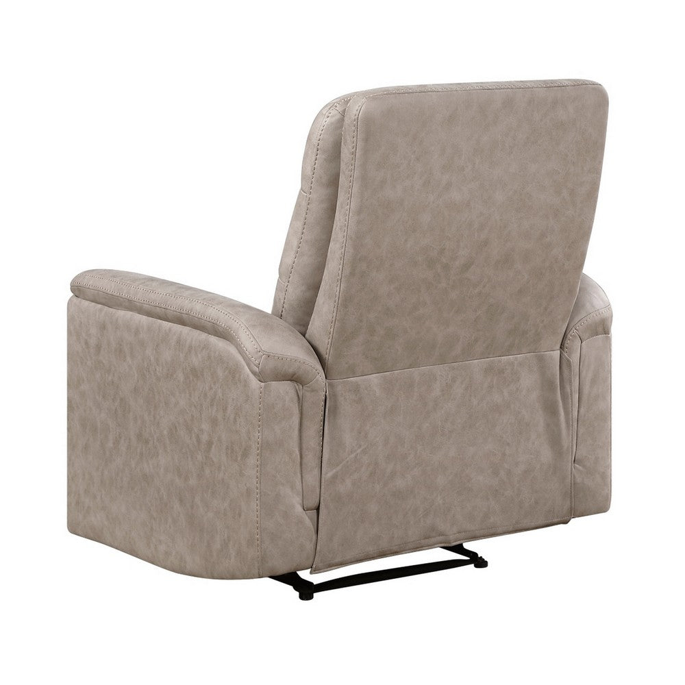 Meloni Reclining Chair with Pull-Hand Mechanism, Taupe Microfiber - BM355904