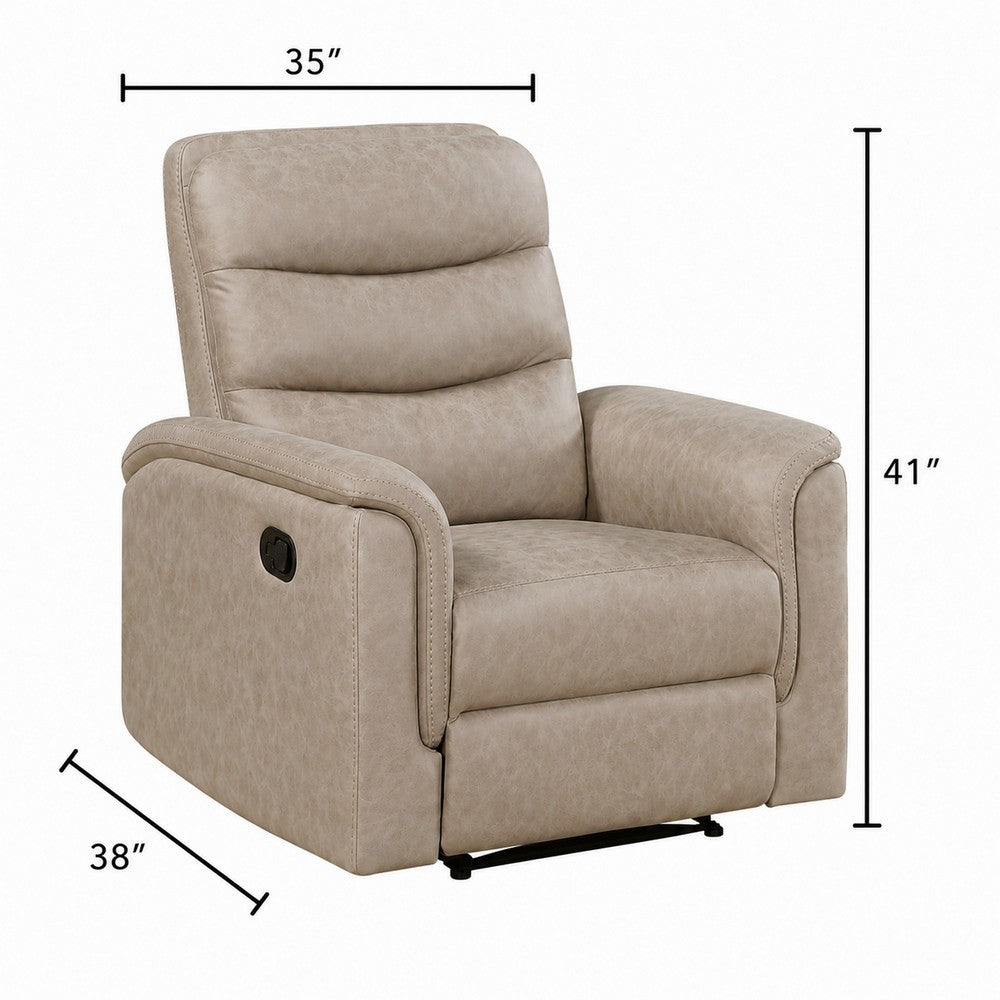 Meloni Reclining Chair with Pull-Hand Mechanism, Taupe Microfiber - BM355904