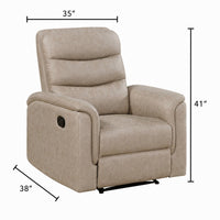 Meloni Reclining Chair with Pull-Hand Mechanism, Taupe Microfiber - BM355904
