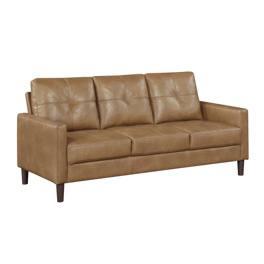 Xyna Modern Sofa with Faux Wood Feet Design, Brown Textured Fabric - BM355924