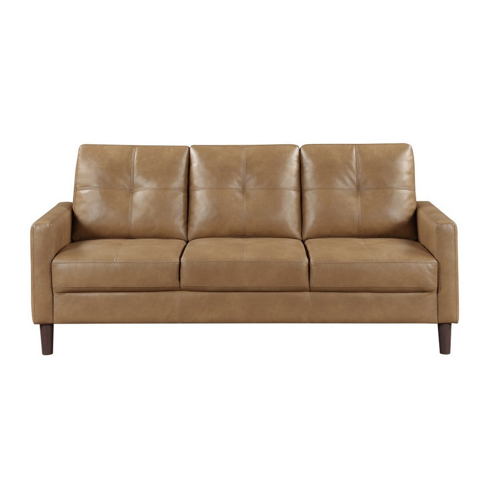 Xyna Modern Sofa with Faux Wood Feet Design, Brown Textured Fabric - BM355924