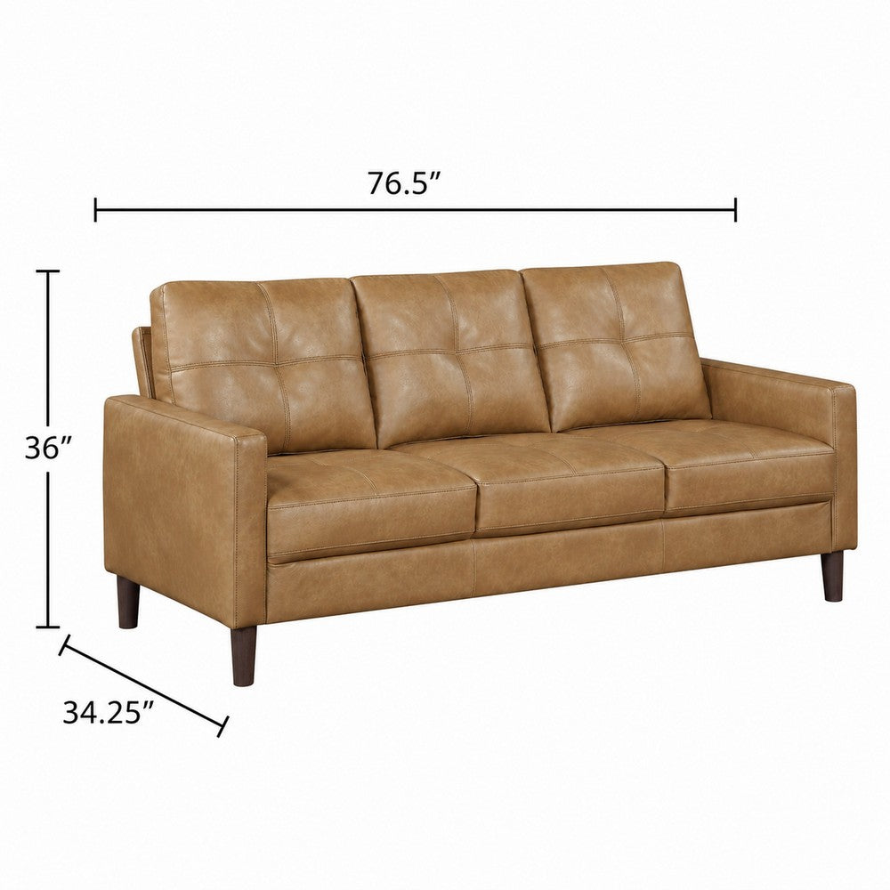 Xyna Modern Sofa with Faux Wood Feet Design, Brown Textured Fabric - BM355924