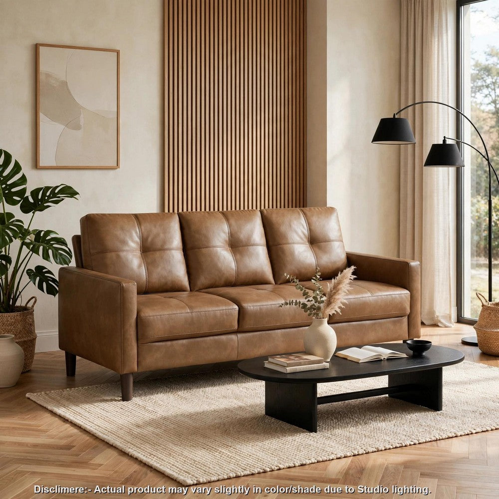 Xyna Modern Sofa with Faux Wood Feet Design, Brown Textured Fabric - BM355924