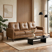 Xyna Modern Sofa with Faux Wood Feet Design, Brown Textured Fabric - BM355924