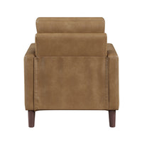 Xyna Accent Chair with Tufted Backrest, Solid Wood Legs, Brown Fabric - BM355925