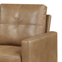 Xyna Accent Chair with Tufted Backrest, Solid Wood Legs, Brown Fabric - BM355925