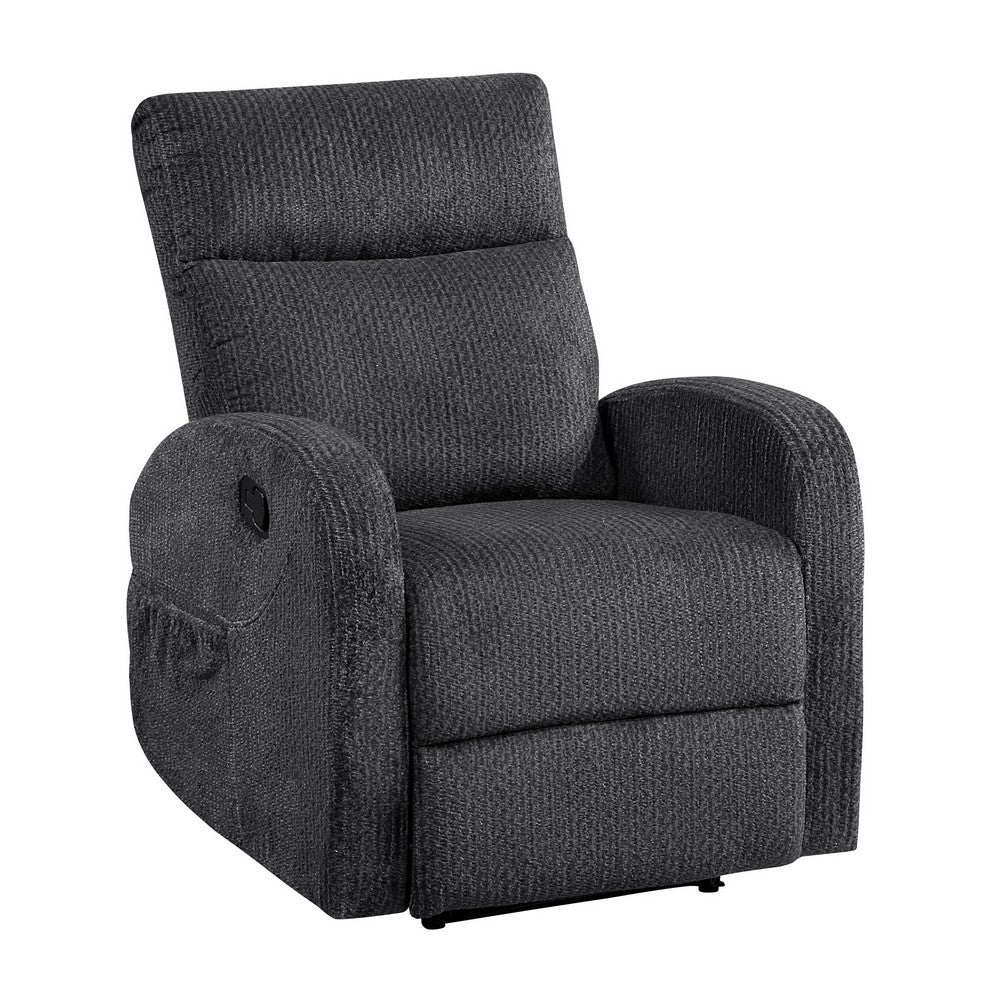 May Wall Hugger Reclining Chair, Storage Pocket, Dark Gray Microfiber - BM355926