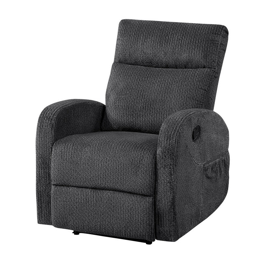 May Wall Hugger Reclining Chair, Storage Pocket, Dark Gray Microfiber - BM355926