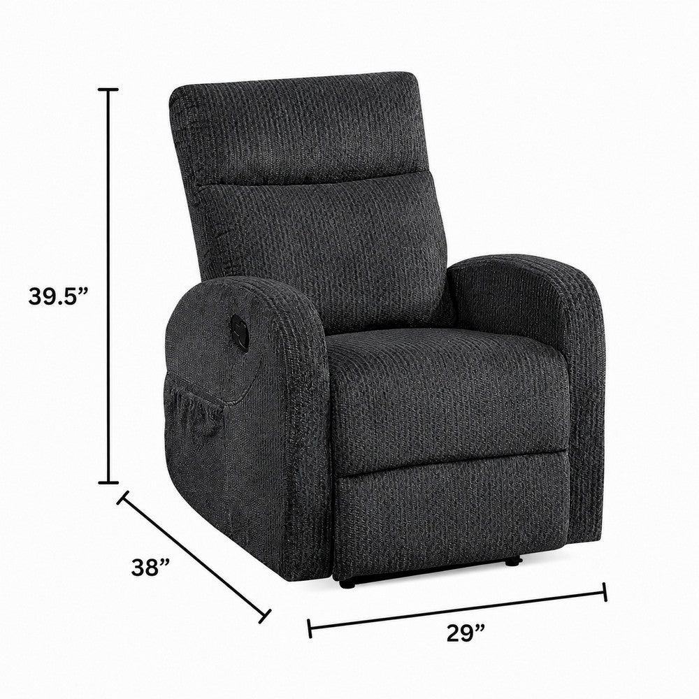 May Wall Hugger Reclining Chair, Storage Pocket, Dark Gray Microfiber - BM355926