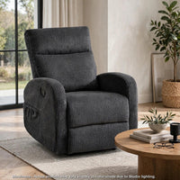May Wall Hugger Reclining Chair, Storage Pocket, Dark Gray Microfiber - BM355926