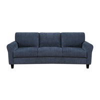 Elon 3-Seater Sofa with Black Feet, Rolled Arms, Blue Chenille, 81 Inch - BM355930