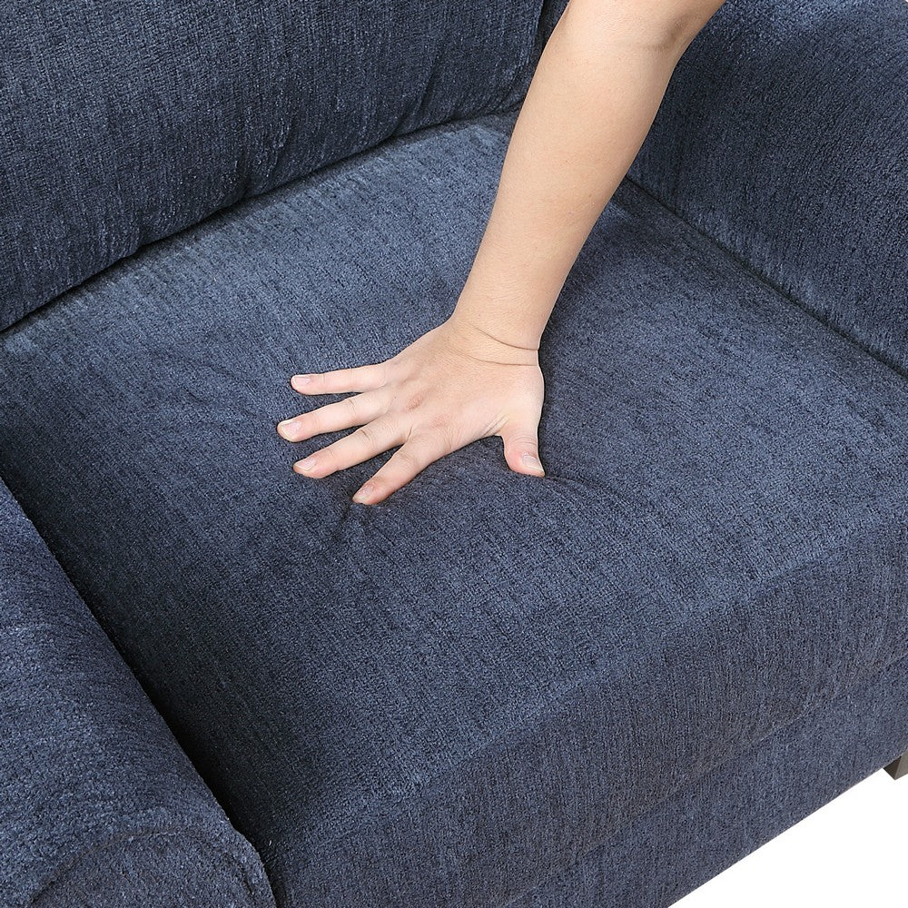 Elon 3-Seater Sofa with Black Feet, Rolled Arms, Blue Chenille, 81 Inch - BM355930