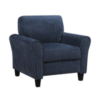 Elon Club Chair with Black Feet, Rolled Arms Design, Blue Chenille - BM355931