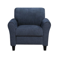 Elon Club Chair with Black Feet, Rolled Arms Design, Blue Chenille - BM355931