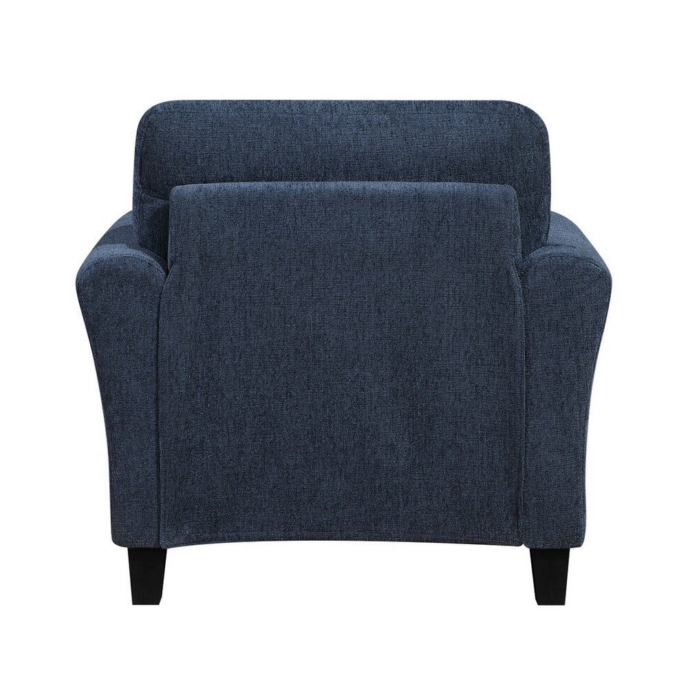 Elon Club Chair with Black Feet, Rolled Arms Design, Blue Chenille - BM355931