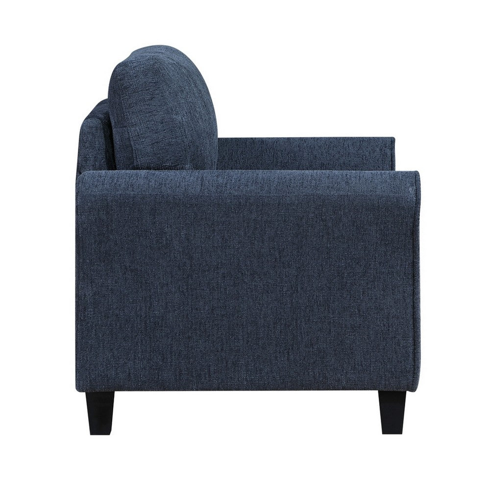 Elon Club Chair with Black Feet, Rolled Arms Design, Blue Chenille - BM355931