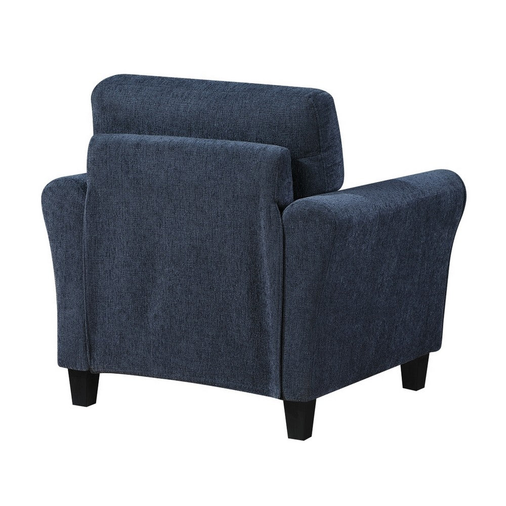 Elon Club Chair with Black Feet, Rolled Arms Design, Blue Chenille - BM355931