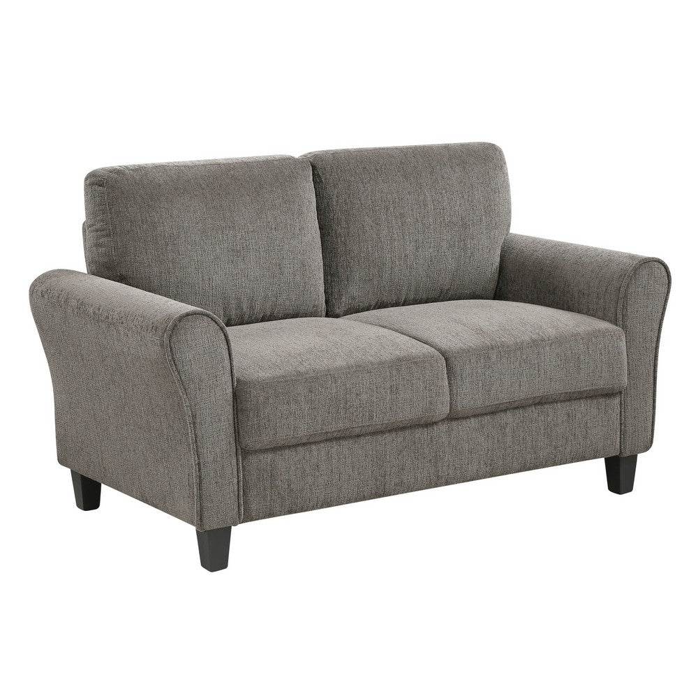 Elon Loveseat with Black Feet, Rolled Arms, Brown Chenille, 58 Inch - BM355932
