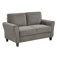 Elon Loveseat with Black Feet, Rolled Arms, Brown Chenille, 58 Inch - BM355932