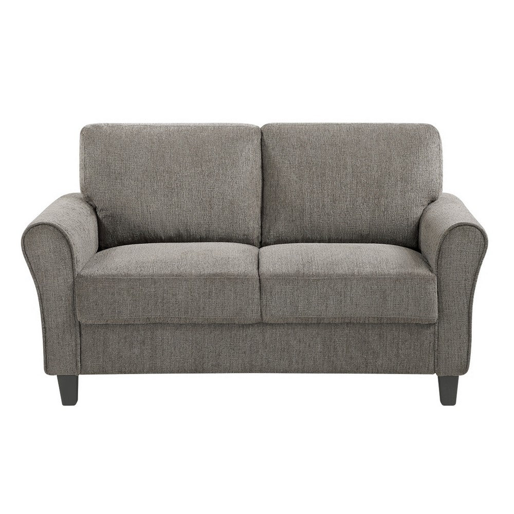 Elon Loveseat with Black Feet, Rolled Arms, Brown Chenille, 58 Inch - BM355932