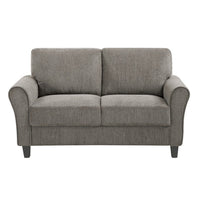 Elon Loveseat with Black Feet, Rolled Arms, Brown Chenille, 58 Inch - BM355932