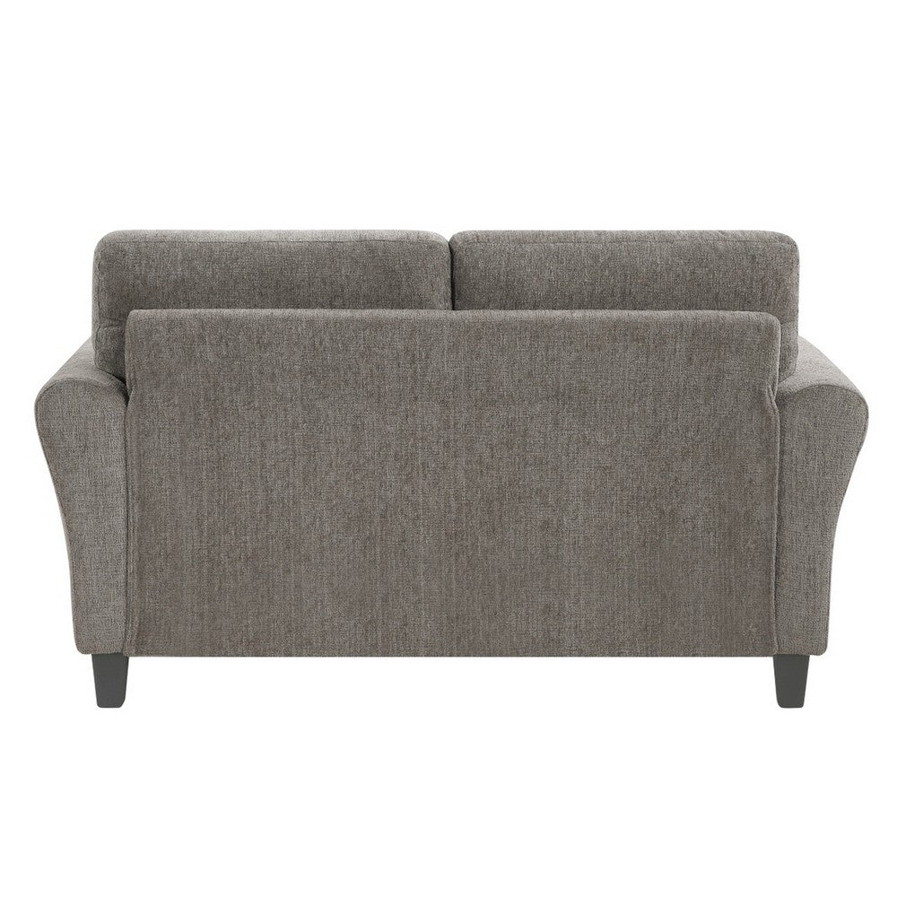 Elon Loveseat with Black Feet, Rolled Arms, Brown Chenille, 58 Inch - BM355932