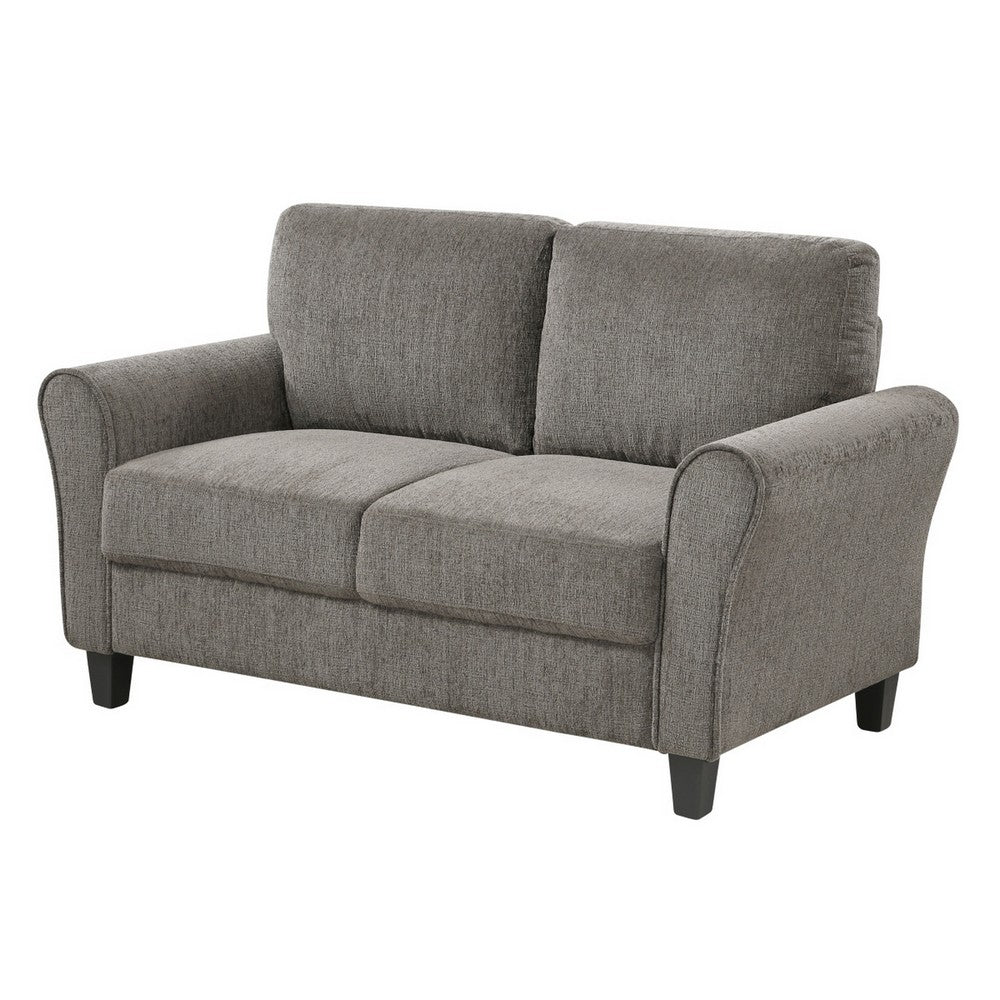 Elon Loveseat with Black Feet, Rolled Arms, Brown Chenille, 58 Inch - BM355932
