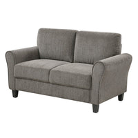 Elon Loveseat with Black Feet, Rolled Arms, Brown Chenille, 58 Inch - BM355932