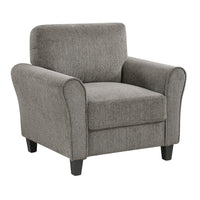 Elon Club Chair with Black Feet, Rolled Arms Design, Brown Chenille - BM355933