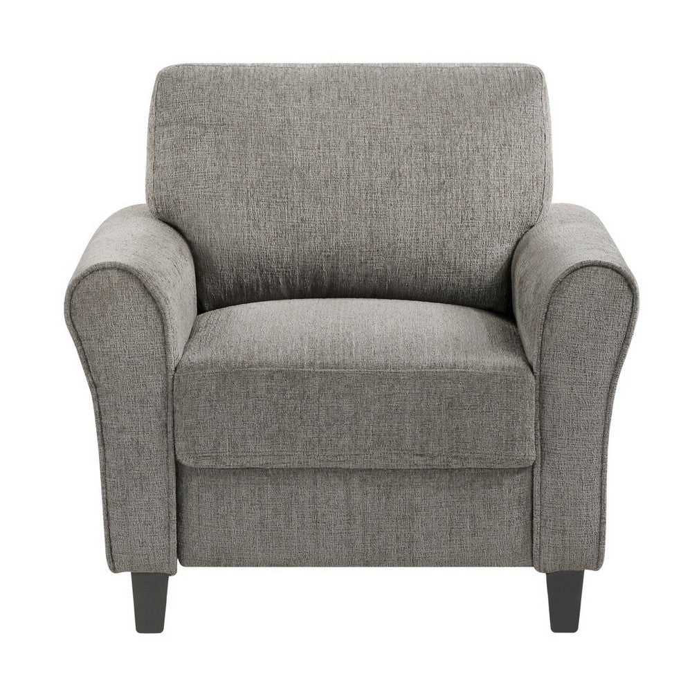 Elon Club Chair with Black Feet, Rolled Arms Design, Brown Chenille - BM355933