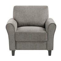 Elon Club Chair with Black Feet, Rolled Arms Design, Brown Chenille - BM355933