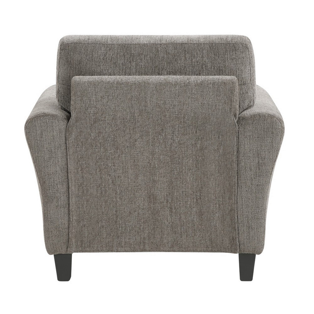 Elon Club Chair with Black Feet, Rolled Arms Design, Brown Chenille - BM355933