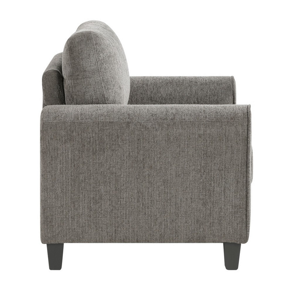 Elon Club Chair with Black Feet, Rolled Arms Design, Brown Chenille - BM355933