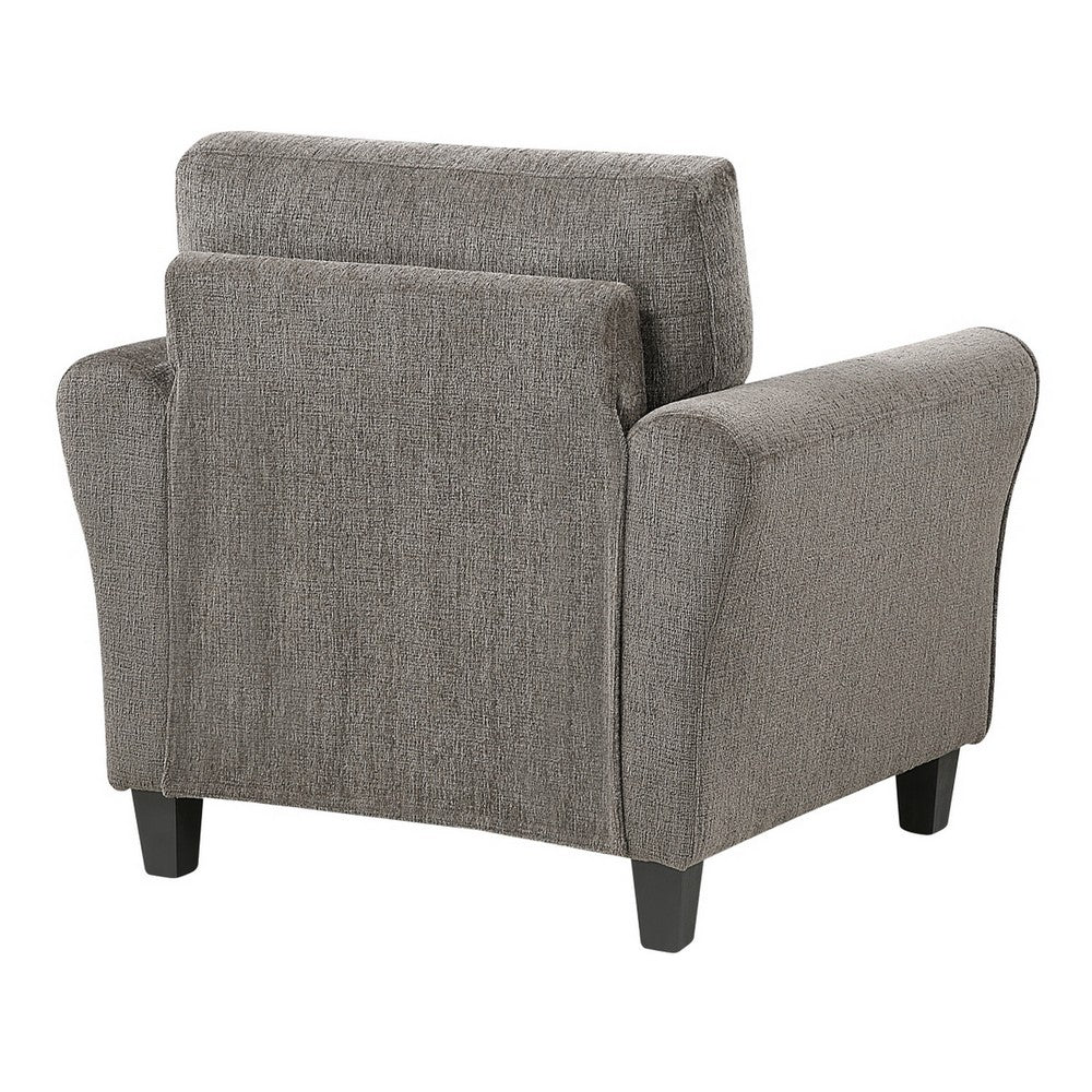 Elon Club Chair with Black Feet, Rolled Arms Design, Brown Chenille - BM355933