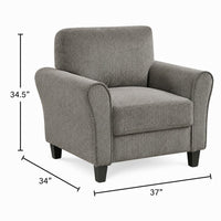 Elon Club Chair with Black Feet, Rolled Arms Design, Brown Chenille - BM355933