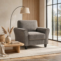 Elon Club Chair with Black Feet, Rolled Arms Design, Brown Chenille - BM355933