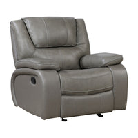 Licot Manual Glider Reclining Chair, Foam Fill  Gray Top Grain Leather - BM355938