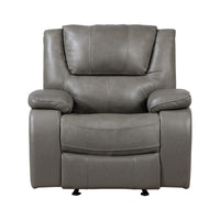 Licot Manual Glider Reclining Chair, Foam Fill  Gray Top Grain Leather - BM355938